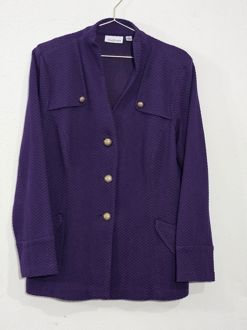 JOAN RIVERS Purple Textured Button-Front Jacket